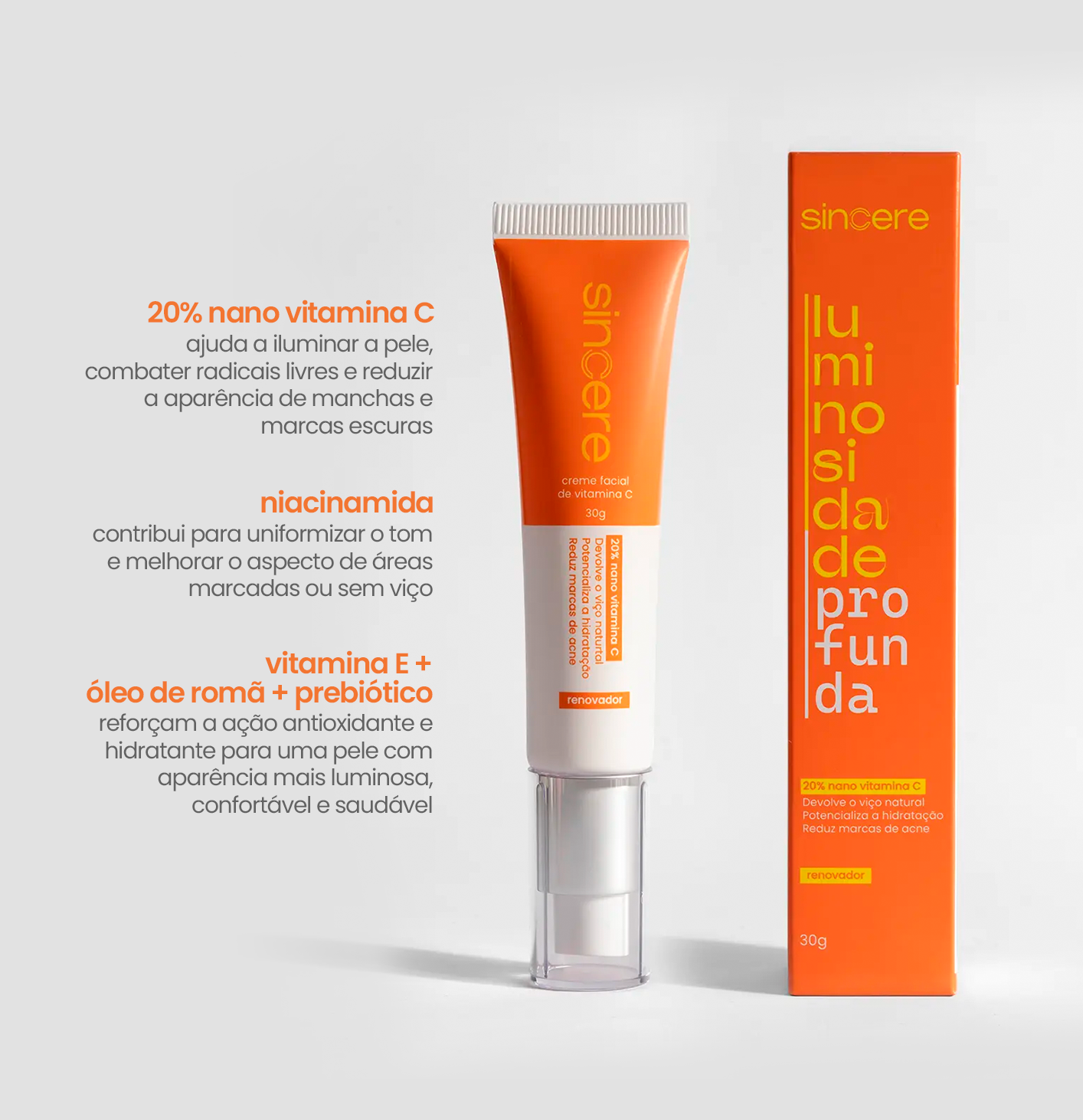 creme facial com 20% de vitamina C 30g
